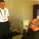One Clarke two Clark.  Profundo importer Bob Clarke talking with Dave Clark from Positive Feedback Online (and fellow Evoite)